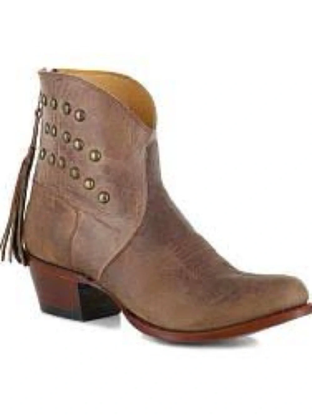 Shyanne Boots Western Studded Grommets Tassel Zip Ankle Brown leather Cowgirl